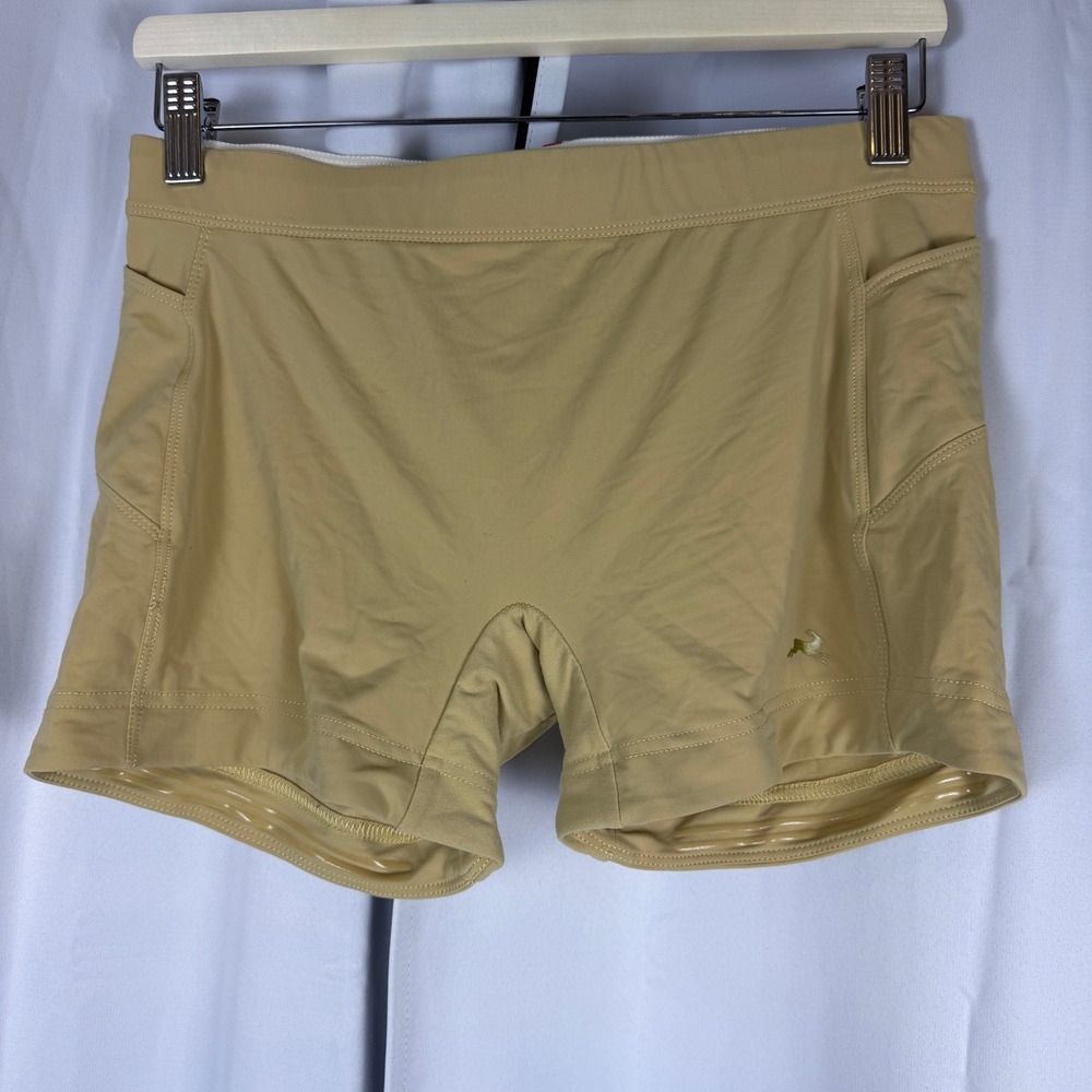 Tracksmith Lane Five Short Womens Large Tan Running Athletic Pockets 1204